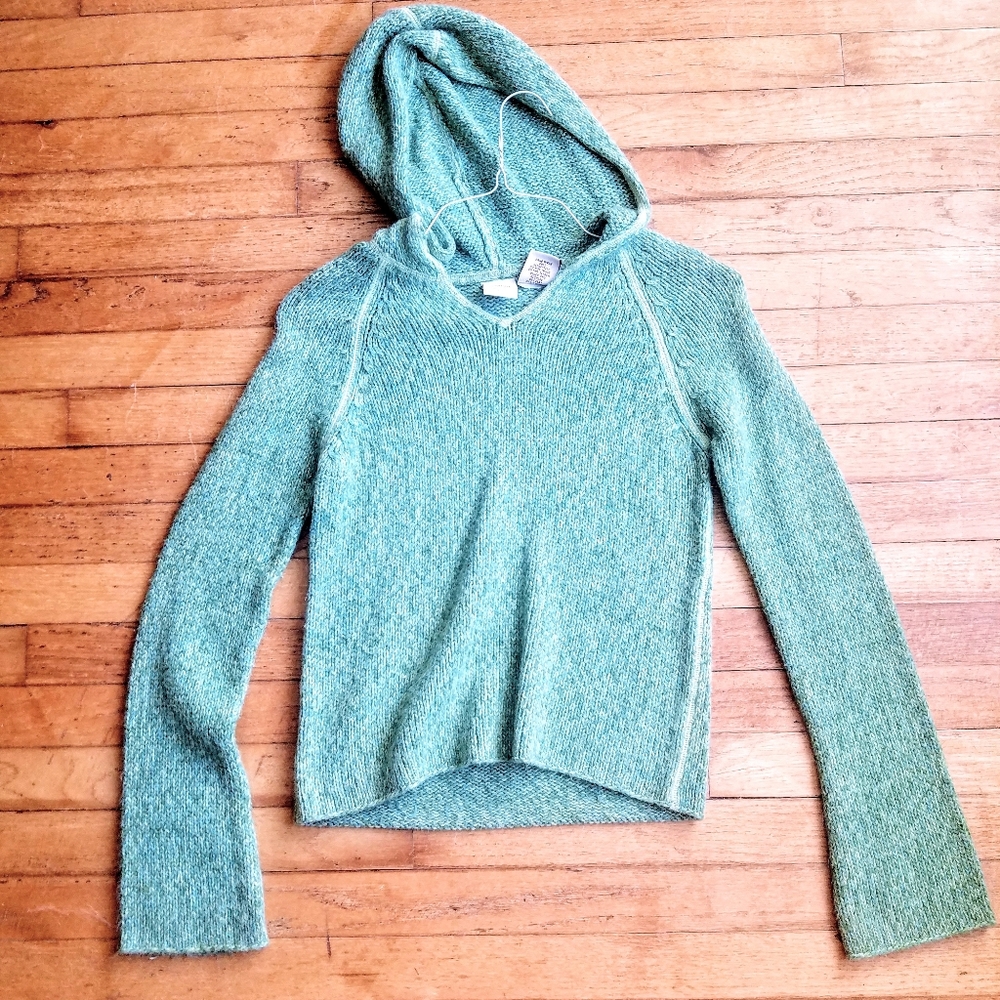 Green hooded sweater